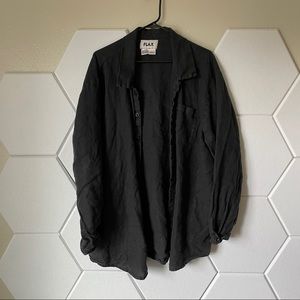 Flax Black Linen Button Up Shirt